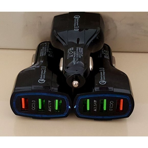 3Pack Triple Port Car Phone Charger QC QuickCharge for charging Multiple Devices - Picture 1 of 3